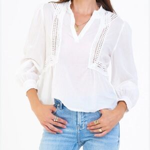Dear John Alexis Novelty Top Lace Blouse | White | NWOT | Size M